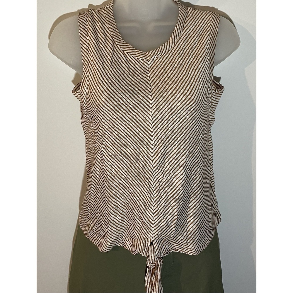 New Evereve Women's Laney Stripe Top Mix Tank‎ Brown White Size X Small XS $68